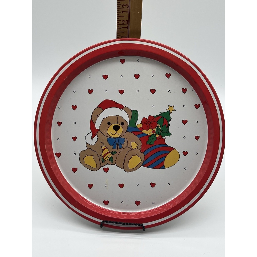 Vintage Tin Christmas Bear Cookie Tray‎
